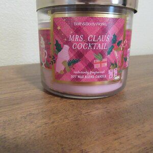 Bath and Body Works 3 Wick Candle 14.5 oz MRS. CLAUS COCKTAIL Soy Wax Blend